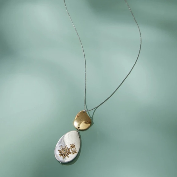 J.jill Winter Snow Drop Necklace In Silvertone,goldtone - Picture 2 of 10